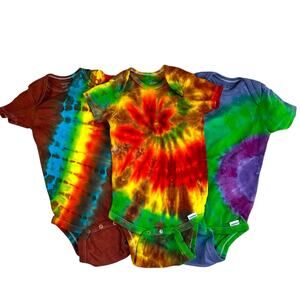 Unisex Baby One Piece Bundle Size 3T Handmade Rainbow Tie Dye 3 Outfits Gift NWT